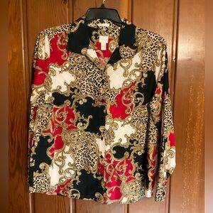 Chico’s Long Sleeve Multi Colored Printed Blouse. Size XL (3) #2317